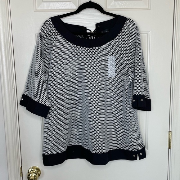 Hilton Hollis Tops - Hilton Hollis black and white mesh string tie swim vacation top shirt | XL